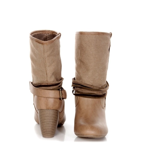 Pink & Pepper Marrakech 3 Natural Multi Canvas Mid-Calf Boots size 10M - Picture 1 of 13